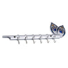 317_Flute Shape Stainless Steel Key Holder Stand ( Chrome Antique Finish, 9" X 2", Silver)