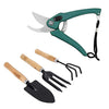 UltraMart Gardening Tools - Flover Cutter & Garden Tool Wooden Handle (3pcs-Hand Cultivator, Small Trowel, Garden Fork)