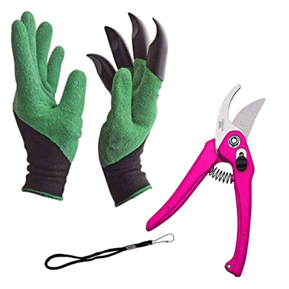 UltraMart Gardening Tools - Garden Gloves with Claws for Digging and Planting, 1 Pair Ergonomic Grip, Incredibly Sharp Secateurs