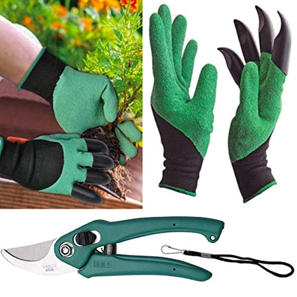 UltraMart Gardening Tools - Garden Gloves with Claws for Digging and Planting, 1 Pair Ergonomic Grip, Incredibly Sharp Secateurs