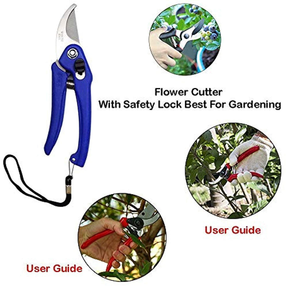 UltraMart Gardening Tools - Flover Cutter & Garden Tool Wooden Handle (3pcs-Hand Cultivator, Small Trowel, Garden Fork)
