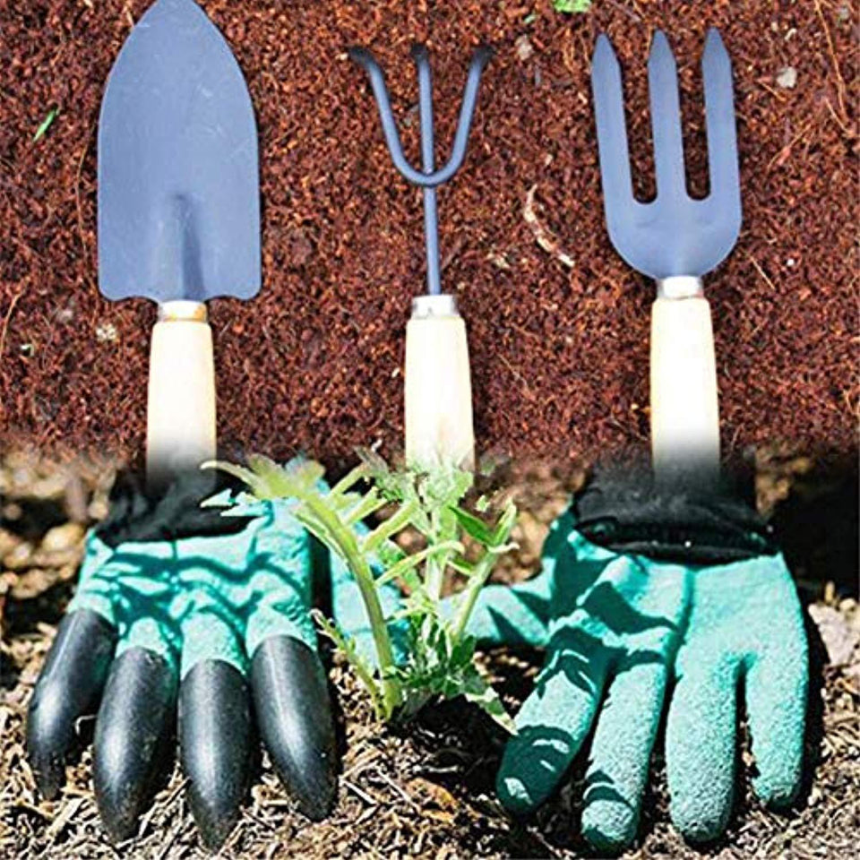 UltraMart Gardening Hand Cultivator, Big Digging Trowel, Shovel & Garden Gloves with Claws for Digging & Planting